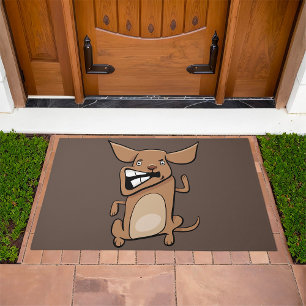 Funny Cartoon Crazy Dog Hilarious Cute Pet Doormat