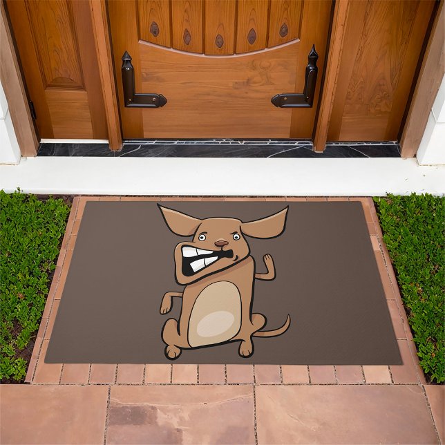 Funny Cartoon Crazy Dog Hilarious Cute Pet  Doormat (Creator Uploaded)