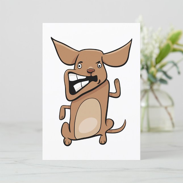 Funny Cartoon Crazy Dog Hilarious Cute Pet  Invitation (Creator Uploaded)