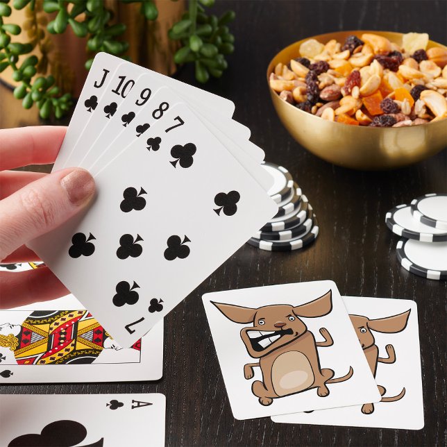 Funny Cartoon Crazy Dog Hilarious Cute Pet  Poker Cards (Creator Uploaded)