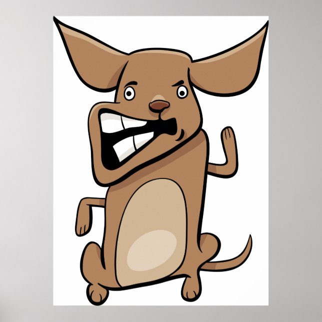 Funny Cartoon Crazy Dog Hilarious Cute Pet  Poster (Front)