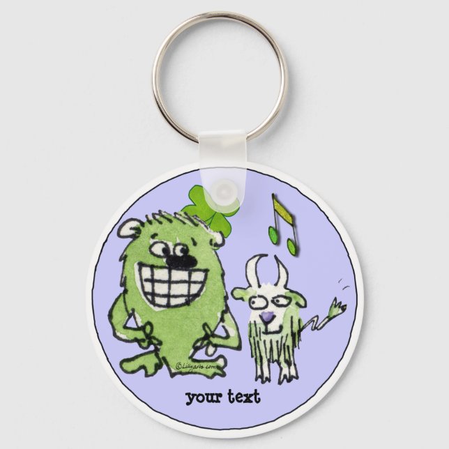 Funny Cartoon Creatures Personalized Keychains (Front)