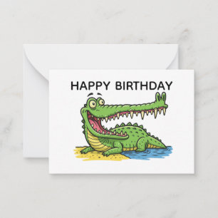 Funny Cartoon Crocodile with Big Smile Birthday  Note Card