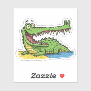 Funny Cartoon Crocodile with Big Smile Sticker