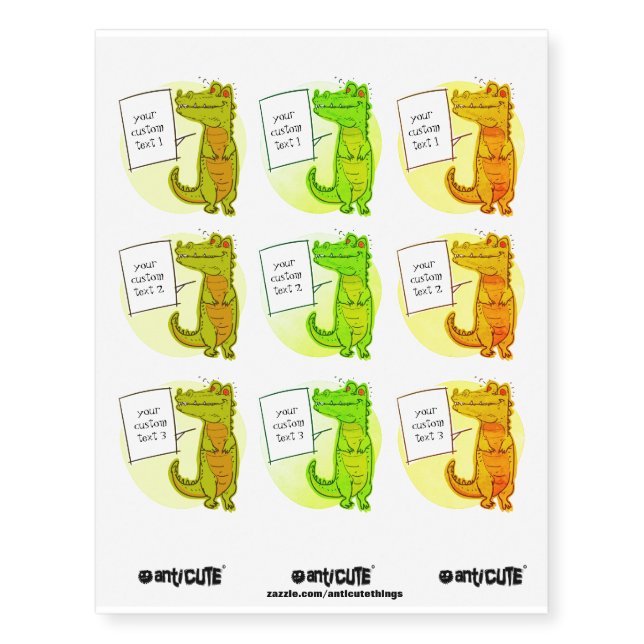 funny cartoon crocodiles temporary tattoos (Front)