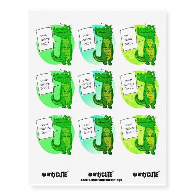 funny cartoon crocodiles temporary tattoos (Front)