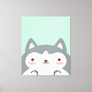 Funny Cartoon Cute Kawaii Husky Dog Lovers Canvas Print
