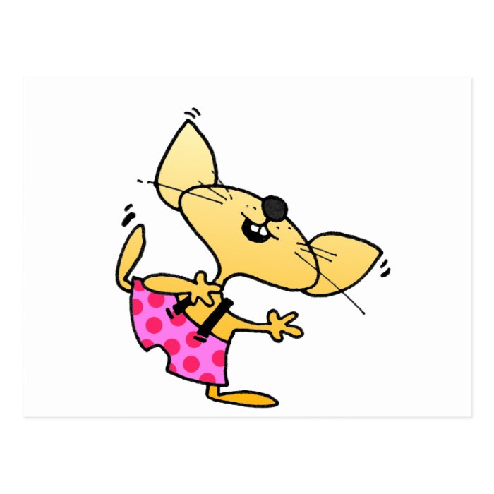 Funny Cartoon Dancing Rat Post Card