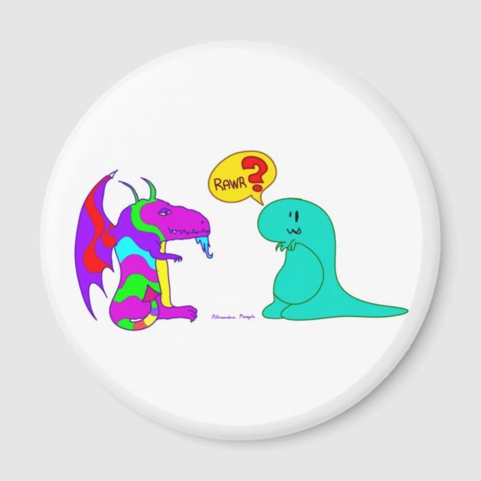 Funny Cartoon Dinos Cute Dinosaur Dragon Rawr? Fridge Magnets