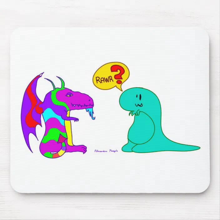 Funny Cartoon Dinos Cute Dinosaur Dragon Rawr Mouse Pad Zazzle Com