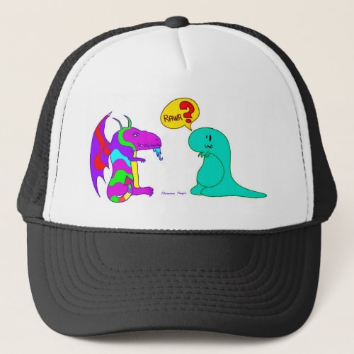 Funny Cartoon Dinos Cute Dinosaur Dragon Rawr Trucker Hat