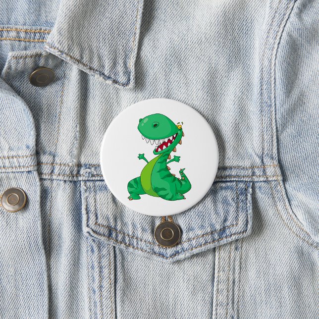 Funny Cartoon Dinosaur Roaring T-Rex Button (Creator Uploaded)