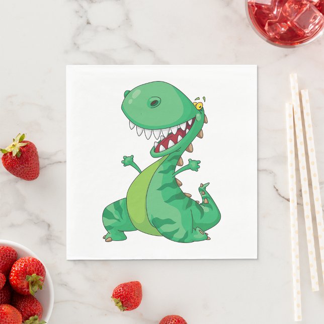 Funny Cartoon Dinosaur Roaring T-Rex Napkins (Creator Uploaded)