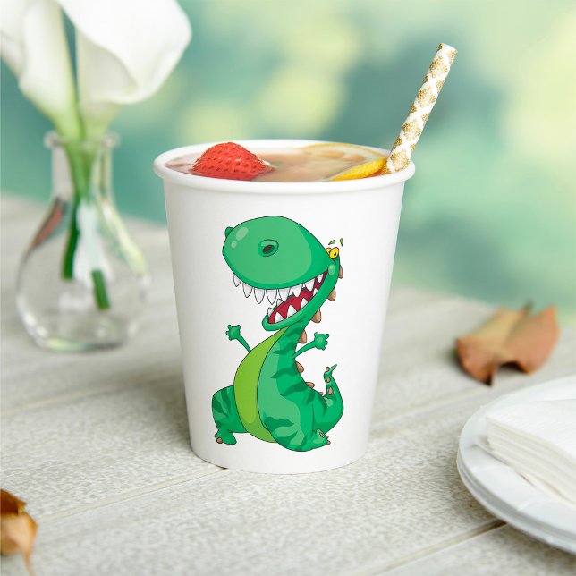 Funny Cartoon Dinosaur Roaring T-Rex Paper Cups (Creator Uploaded)