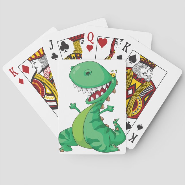 Funny Cartoon Dinosaur Roaring T-Rex Poker Cards (Back)