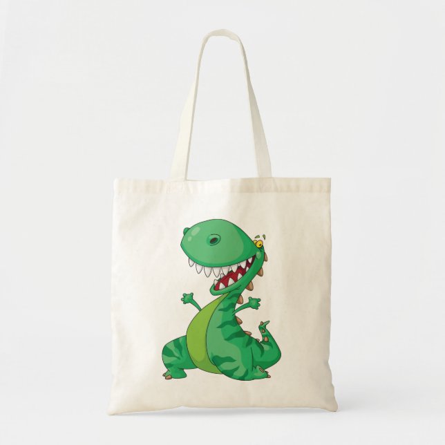 Funny Cartoon Dinosaur Roaring T-Rex Tote Bag (Front)