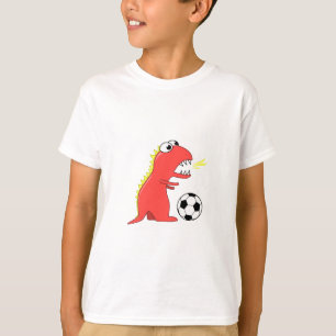 Funny Cartoon Dinosaur Soccer Kids Long Sleeve T-Shirt