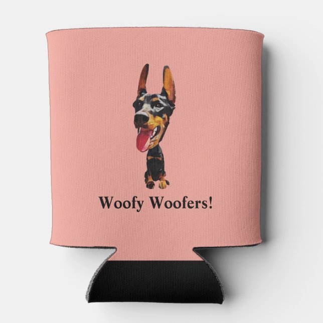 Funny Cartoon Doberman Pinscher Can Cooler (Back)