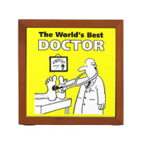 Funny Cartoon Doctor with Stethoscope & Patient Pencil Holder