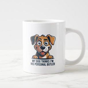 Funny Cartoon Dog Butler Quote Giant Coffee Mug