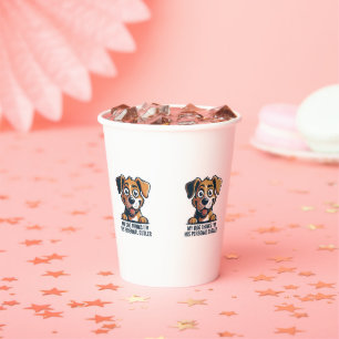 Funny Cartoon Dog Butler Quote Paper Cups