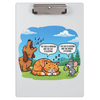 Funny Cartoon Dog, Cat, and Mouse Clipboard