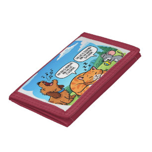Funny Cartoon Dog, Cat, and Mouse Tri-fold Wallet