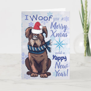 Funny Cartoon Dog Christmas Greetings Holiday Card