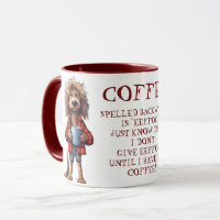 Funny Cartoon Dog Coffee Spelled Backwards Mug
