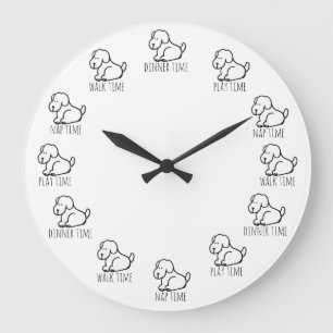 Funny Cartoon Dog Dinner Play Walk Nap Time Clock