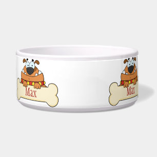 Funny Cartoon Dog Personalized Pet Bowl