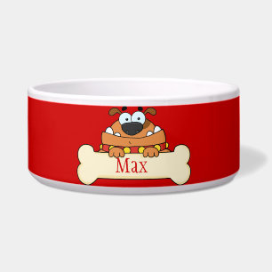 Funny Cartoon Dog Personalized Pet Bowl