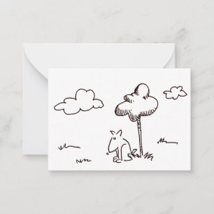 Funny Cartoon Dog Under Tree Drawing Note Card