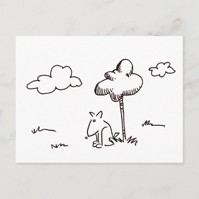 Funny Cartoon Dog Under Tree Drawing Post Card (Front)