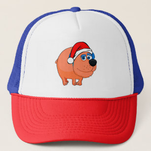 Funny Cartoon Dog Wearing A Santa Hat  
