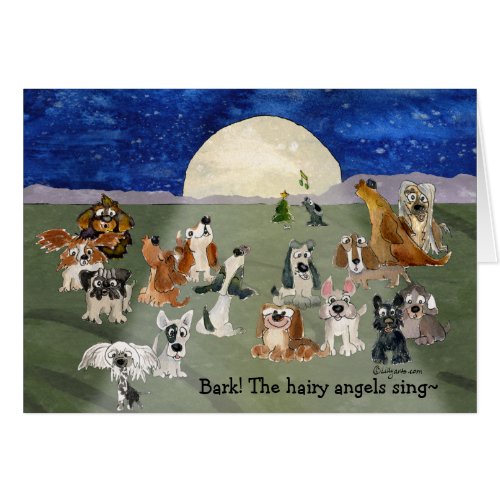 Funny Cartoon Dogs Moon Holiday Card