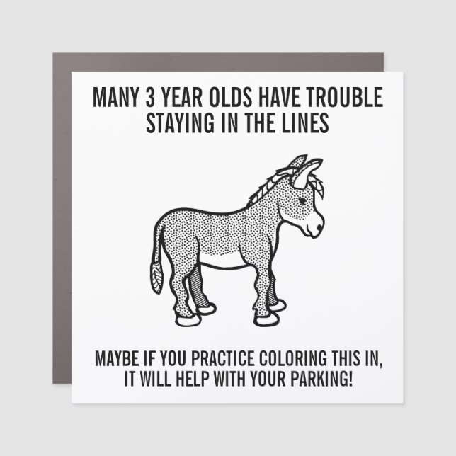 Funny Cartoon Donkey Bad Parking Ticket  Car Magnet (Front)