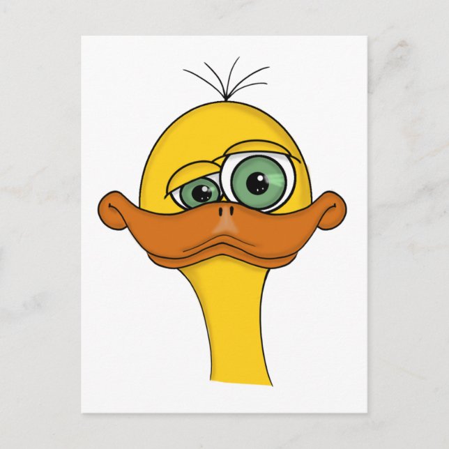 Funny Cartoon Duck Announcement Postcard (Front)