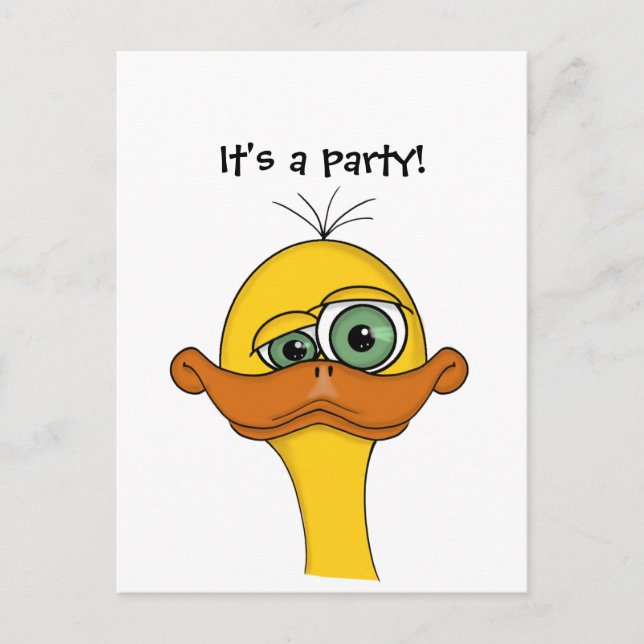 Funny Cartoon Duck Announcement Postcard (Front)