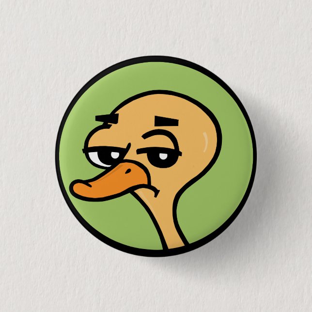 FUNNY CARTOON DUCK ROUND BUTTON (Front)