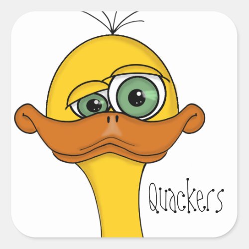 Funny Cartoon Duck Square Sticker