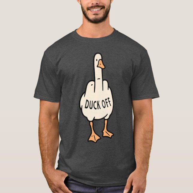 Funny Cartoon Duck T-Shirt with “DUCK OFF” (Front)