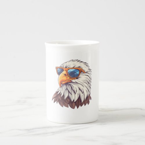 Funny cartoon eagle with sunglasses  bone china mug