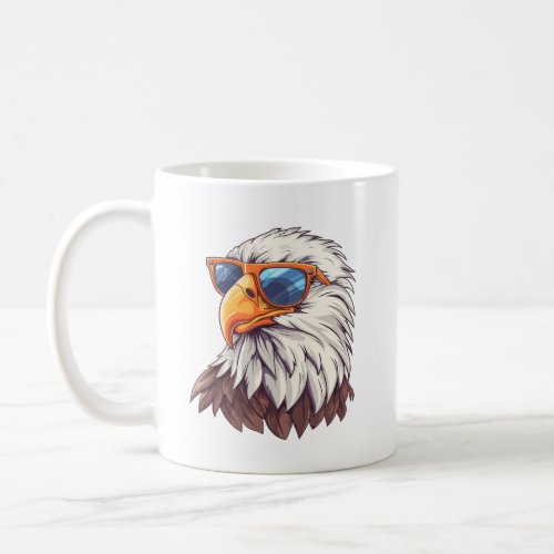 Funny cartoon eagle with sunglasses  coffee mug