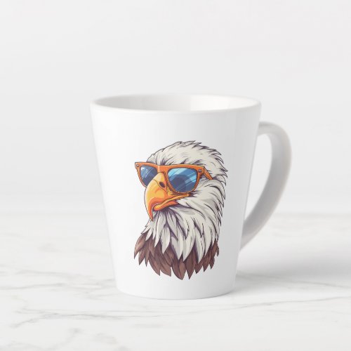 Funny cartoon eagle with sunglasses  latte mug