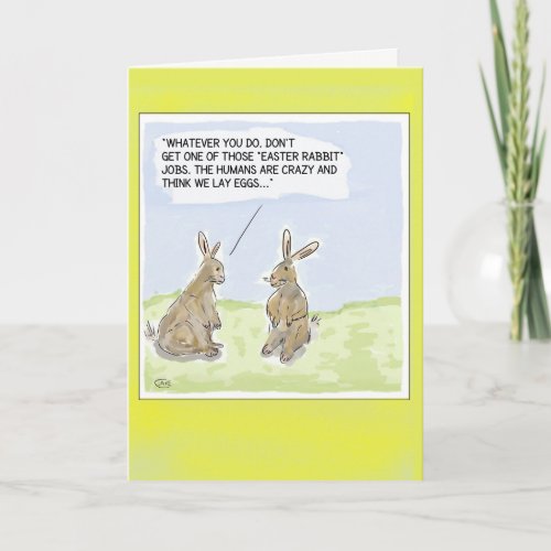 Funny Cartoon Easter Rabbits Card