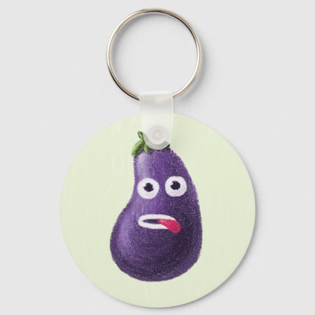 Funny Cartoon Eggplant Keychain (Front)
