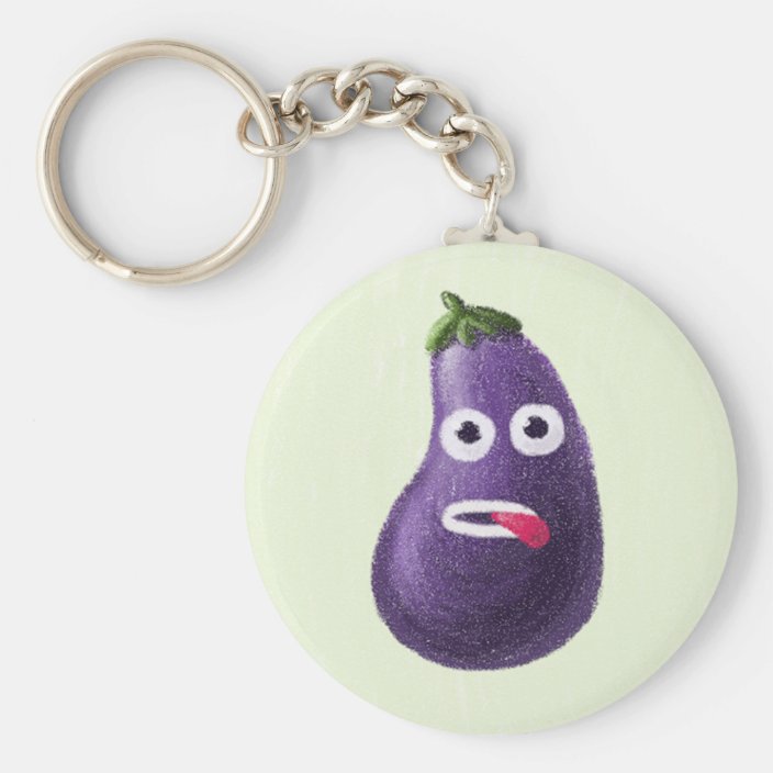 Funny Cartoon Eggplant Keychain