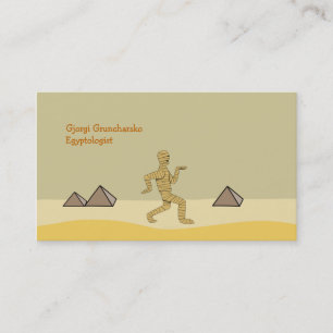 Funny Cartoon Egyptian Mummy Pyramids Custom Business Card