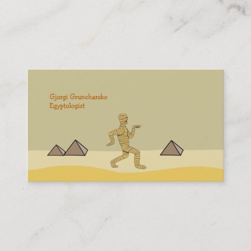 Funny Cartoon Egyptian Mummy Pyramids Custom Business Card
